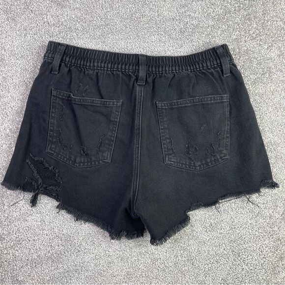 Aerie Shorts Women’s Small Black Cut Off Distressed Elastic Back Pockets Frayed - Picture 2 of 9